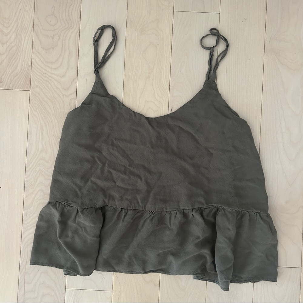 Topshop Olive Green Poplin Tank Top